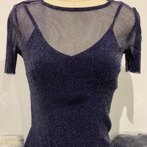 NWT| Reitmans | Blue Sparkle| Sequence Two Piece Sleeveless Shift Cocktail Dress - Picture 1 of 8